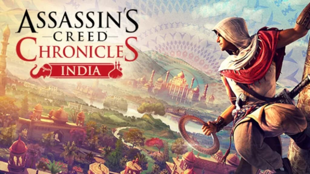 غلاف لعبة Assassin's Creed Chronicles India يظهر البطل في أجواء هندية تاريخية