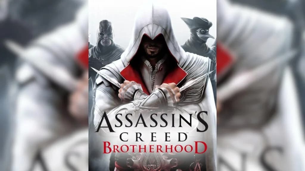 غلاف لعبة Assassin's Creed Brotherhood مع الشخصية الرئيسية