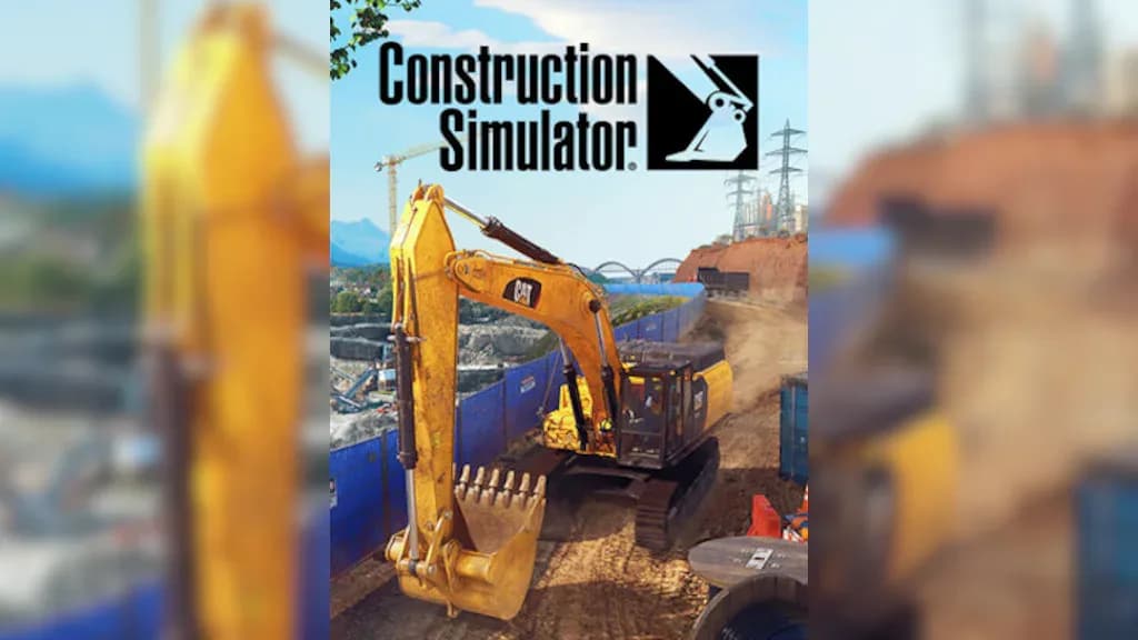 صورة غلاف لعبة Construction Simulator تظهر حفار أصفر في موقع بناء
