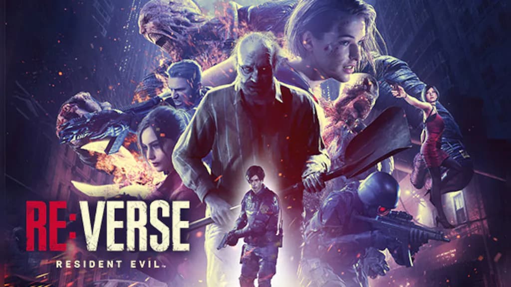 غلاف لعبة Resident Evil Re:Verse لجهاز بلايستيشن 5 يظهر فيه شخصيات السلسلة الشهيرة