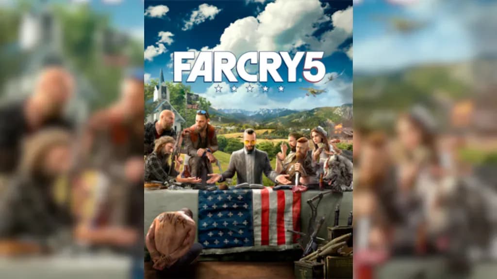 صورة غلاف لعبة Far Cry 5 على الكمبيوتر تظهر الشخصيات الرئيسية
